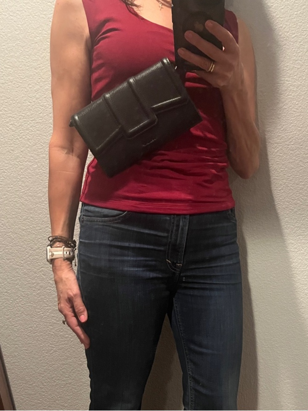 Aldo Black Leather Belt Bag with DKNY Logo Pouch